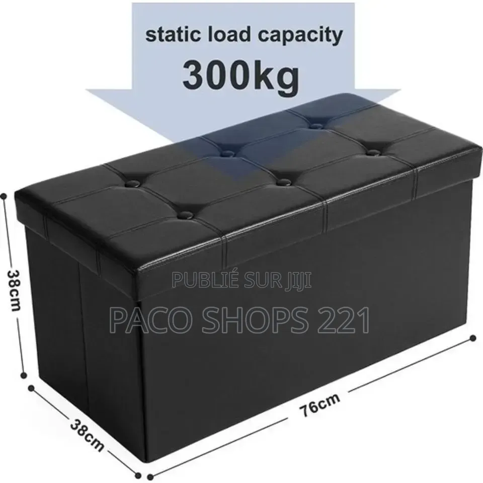 Pouf De Rangement 2 Places en Simili Cuir Capacité 300kg