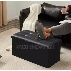 Pouf De Rangement 2 Places en Simili Cuir Capacité 300kg