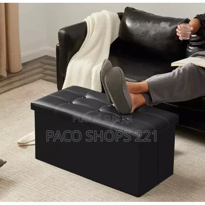 Pouf De Rangement 2 Places en Simili Cuir Capacité 300kg