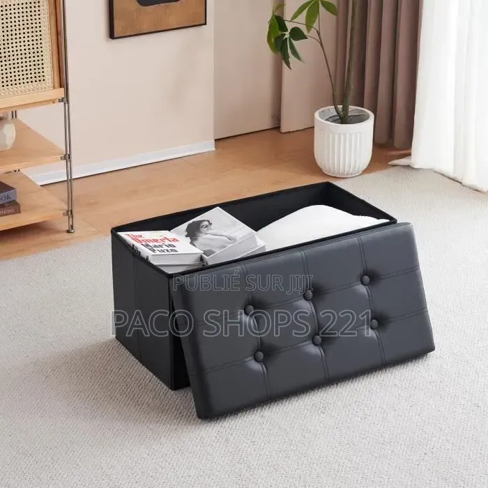 Pouf De Rangement 2 Places en Simili Cuir Capacité 300kg