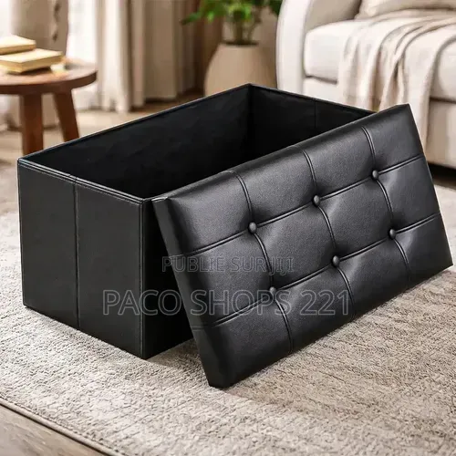 Pouf De Rangement 2 Places en Simili Cuir Capacité 300kg