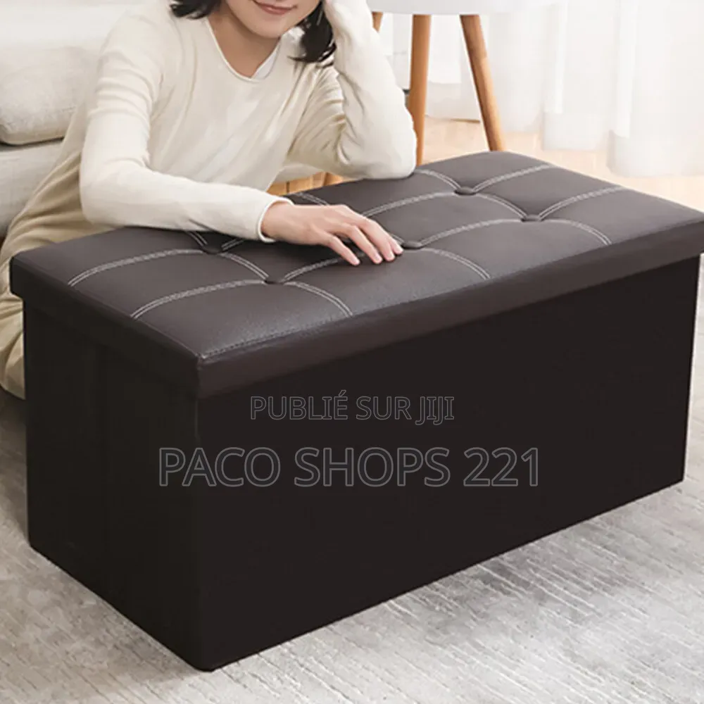 Pouf De Rangement 2 Places en Simili Cuir Capacité 300kg