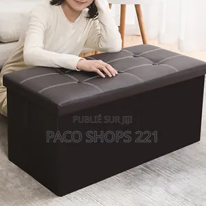 Pouf De Rangement 2 Places en Simili Cuir Capacité 300kg