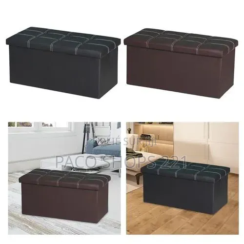 Pouf De Rangement 2 Places en Simili Cuir Capacité 300kg