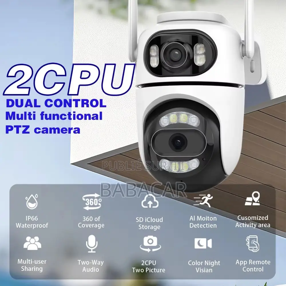 Caméra De Surveillance WiFi Extérieure Double Objectif 4M PTZ Étanche