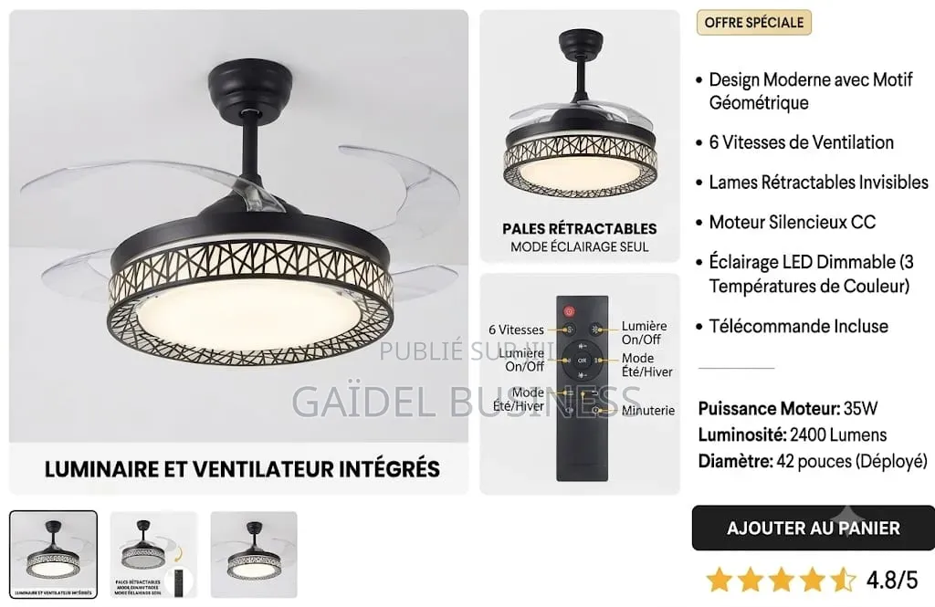 Ventilateur De Plafond Design Moderne Avec Plafonnier LED