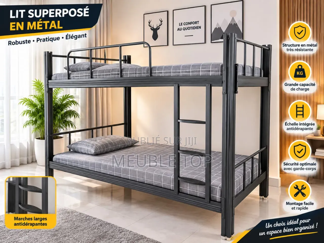 Lits Superposés 4 Places en Fer Forger en Promotion