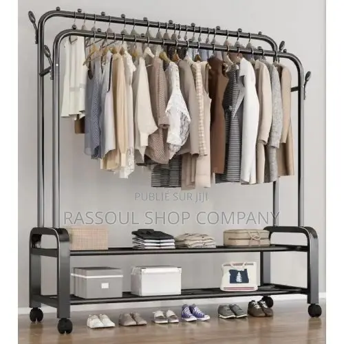 Penderie Double Barre en Fer Pour Vêtements Et Chaussures Prix: 7000f