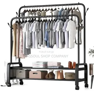 Penderie Double Barre en Fer Pour Vêtements Et Chaussures Prix: 7000f
