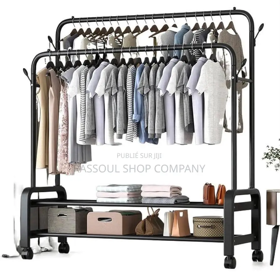 Penderie Double Barre en Fer Pour Vêtements Et Chaussures Prix: 7000f