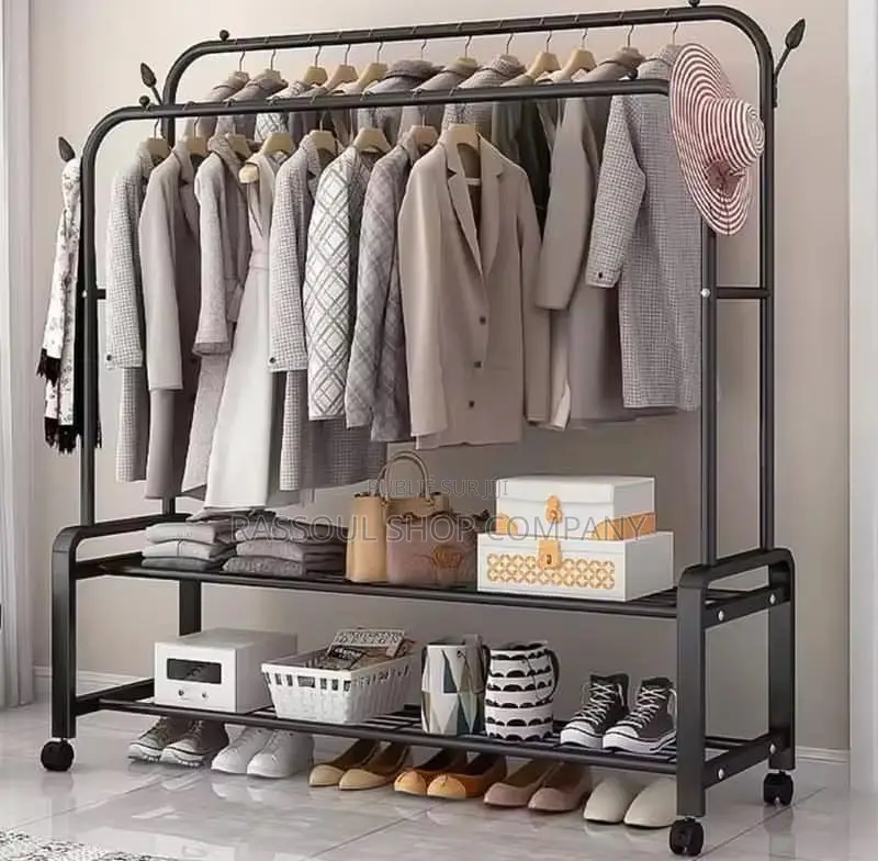 Penderie Double Barre en Fer Pour Vêtements Et Chaussures Prix: 7000f