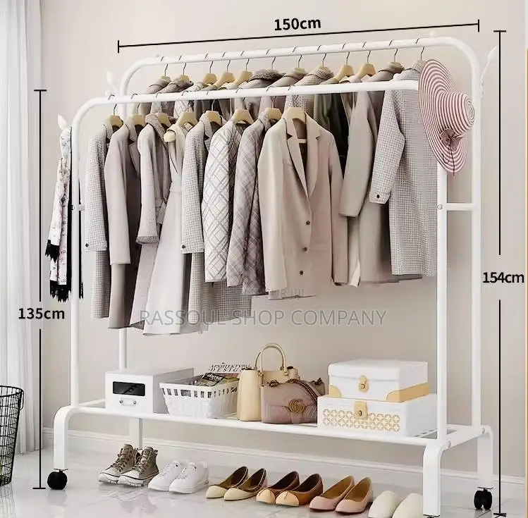 Penderie Double Barre en Fer Pour Vêtements Et Chaussures Prix: 7000f