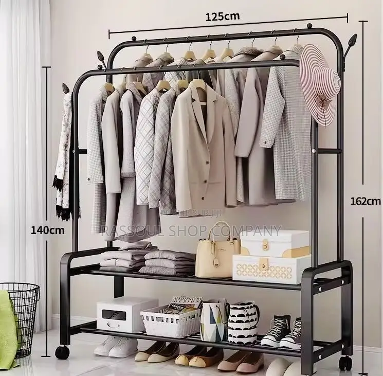 Penderie Double Barre en Fer Pour Vêtements Et Chaussures Prix: 7000f