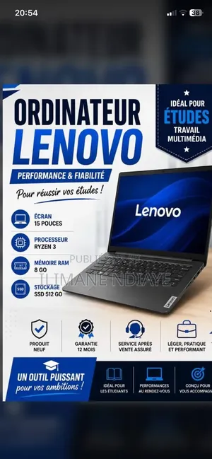 Nouveau Ordinateur portable Lenovo V15 G4 8GB AMD Ryzen 3 SSD 512GB
