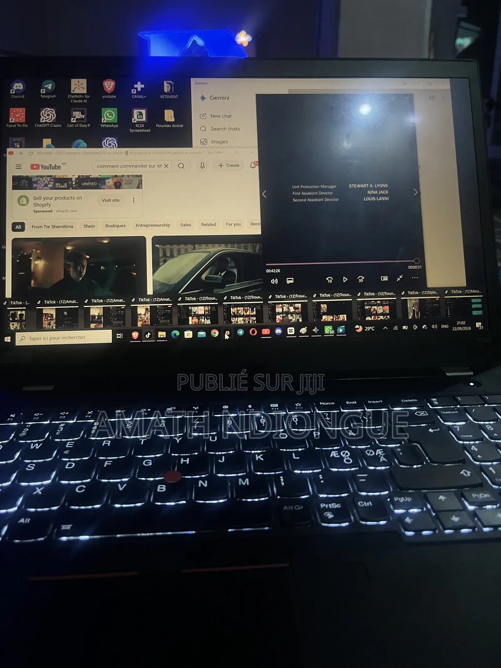 Ordinateur portable Lenovo ThinkPad T580 40GB Intel Core i7 SSD 512GB