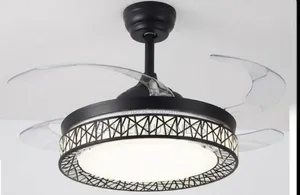 Luminaire Ventilateur De Plafond 2-en-1 Noir, Pales Pliables