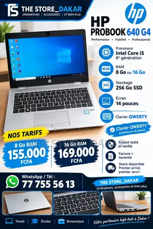 Nouveau Ordinateur portable HP ProBook 640 8GB Intel Core i5 SSD 256GB