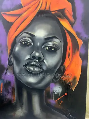 Tableau Artistique – Portrait De Femme Africaine Peint À La Main