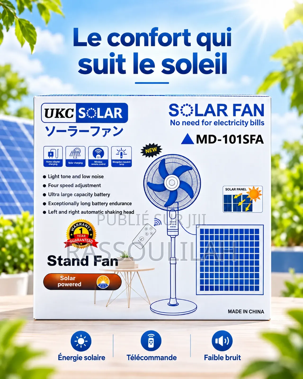 Ventilateur Solaire Sur Pied