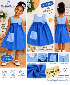  Robe Fille Élégante – 4-5 Ans