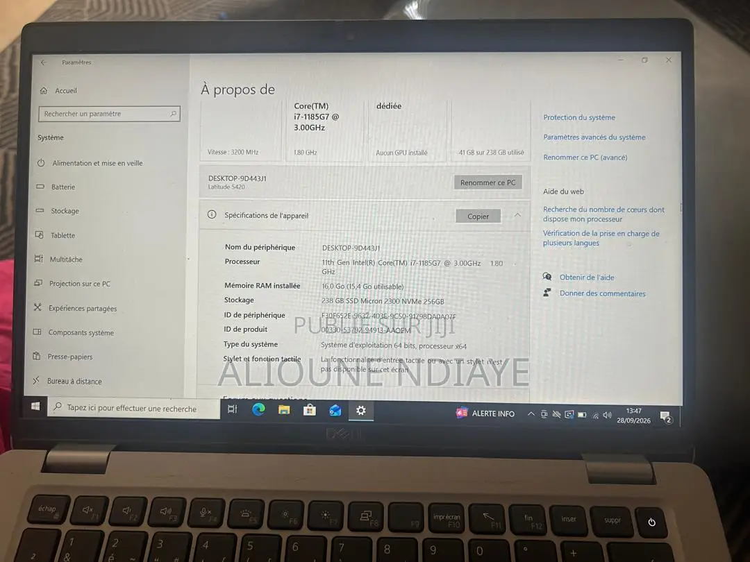 Ordinateur portable Dell Latitude 5420 16GB Intel Core i7 SSD 256GB