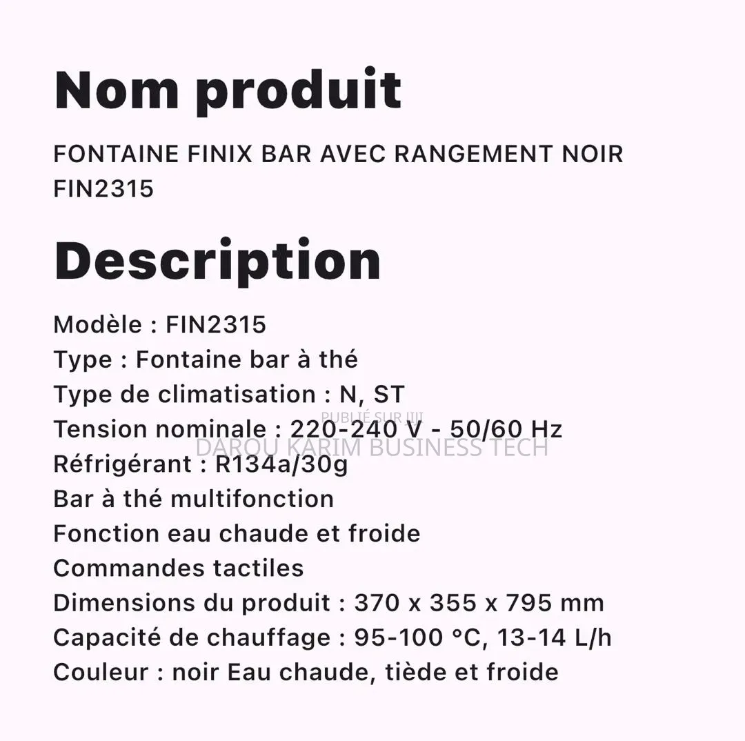 Fontaine Finix Bar Avec Rangement Noir Fin2315