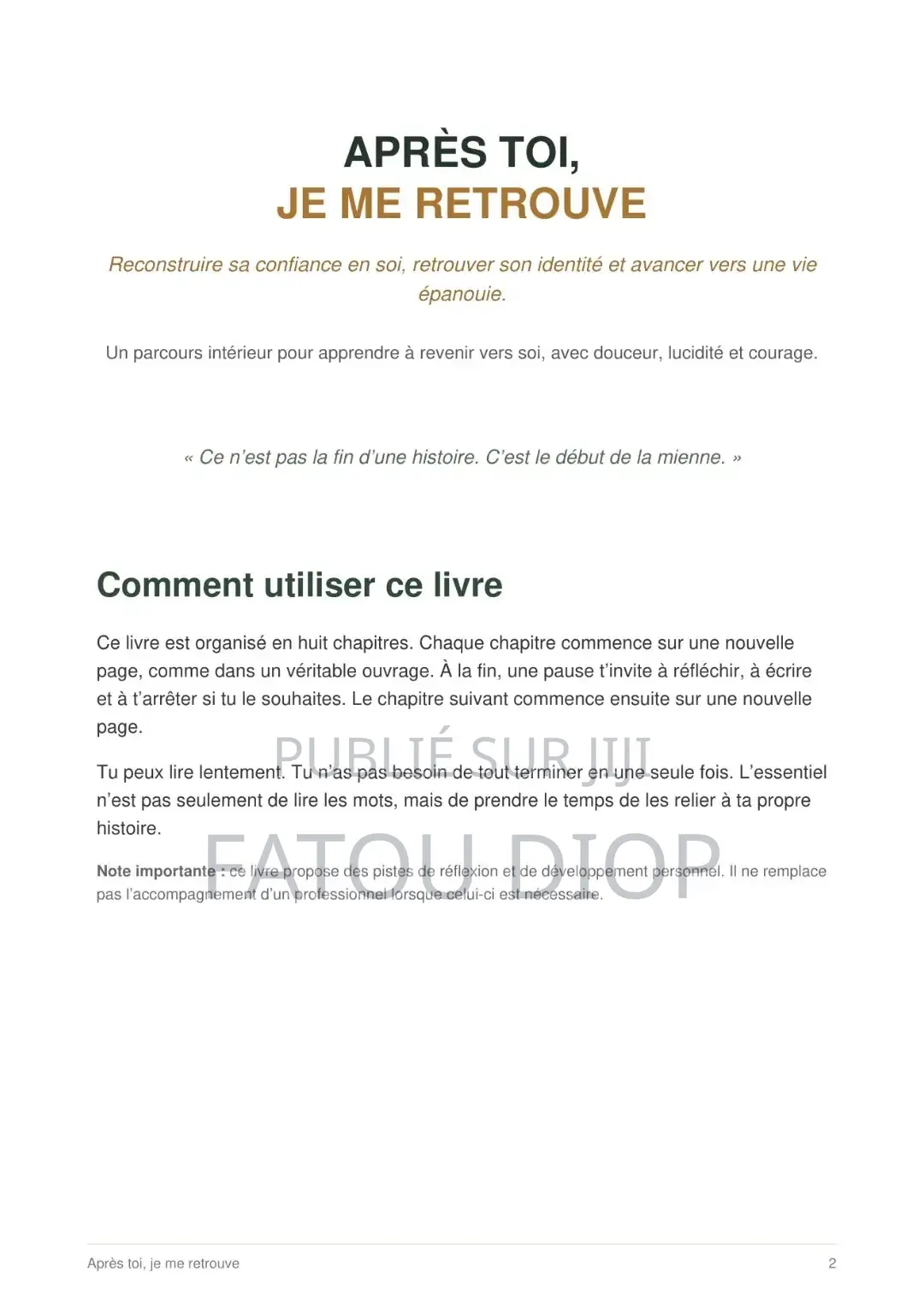 Ebook PDF : "Après Toi, Je Me Retrouve"