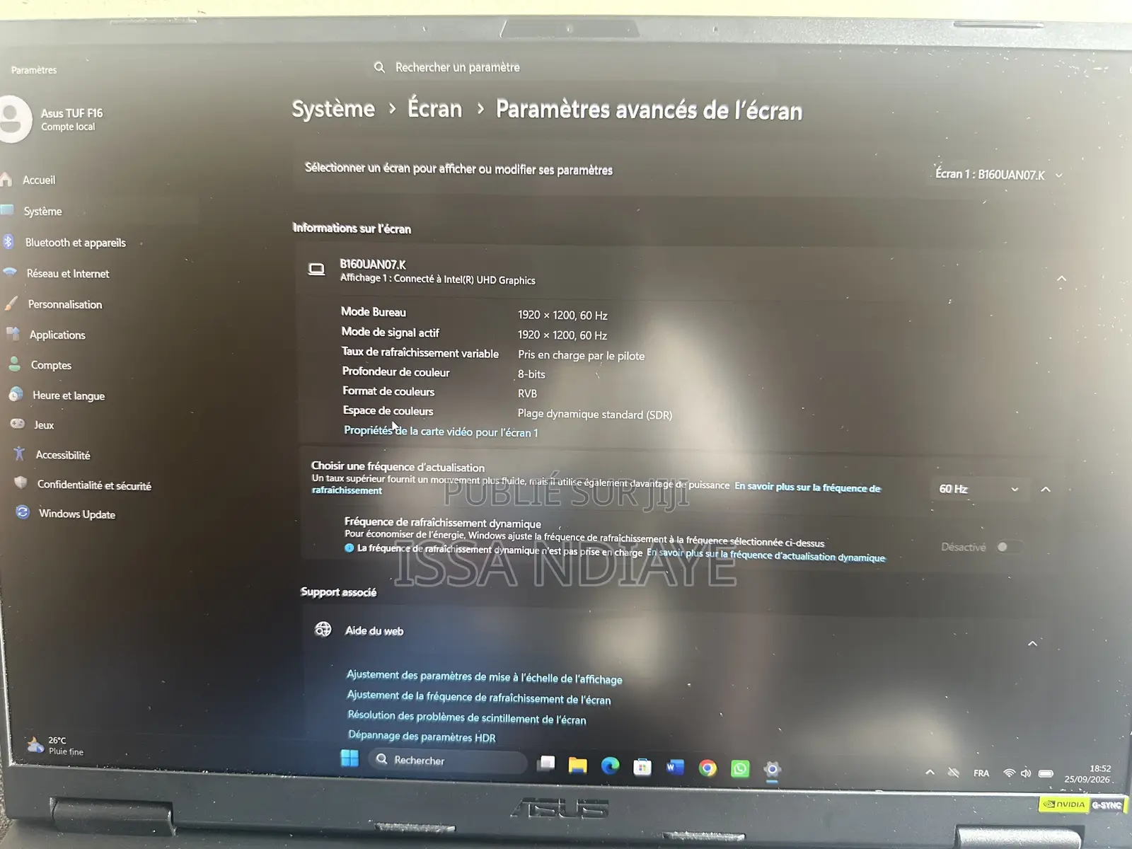 Nouveau Asus TUF Gaming A16 16GB Intel Core i7 SSD 512GB