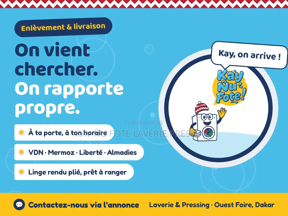 Laverie Pressing À Dakar — Lavage Dès 2 100 F, Livraison 7j/7