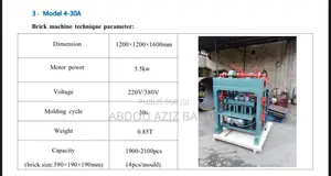 Machine À Fabriquer Des Briques 4-30a – 5,5 kW – 220v/380v