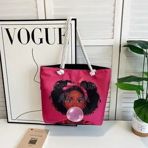 Sac Cabas en Toile Imprimé – Anses en Corde – Grand Sac Fourre-Tout