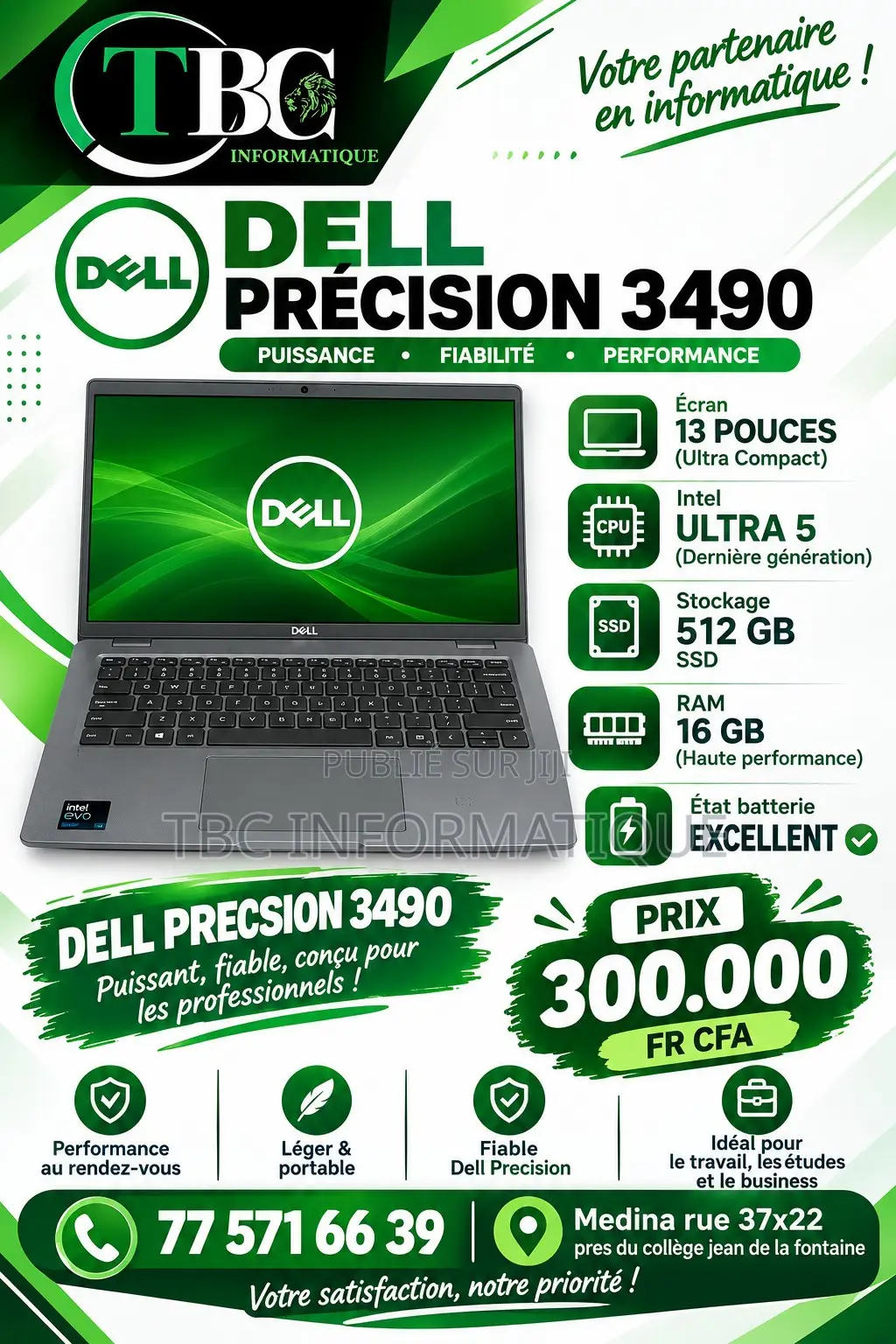 Nouveau Dell Precision 3510 16GB Intel Core Ultra 5 SSD 512GB