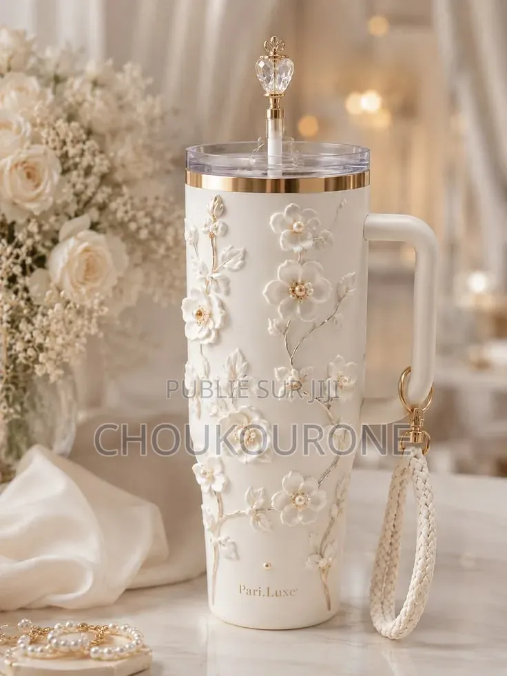 Gourde Isotherme 1.2L Avec Paille - Rose Strass