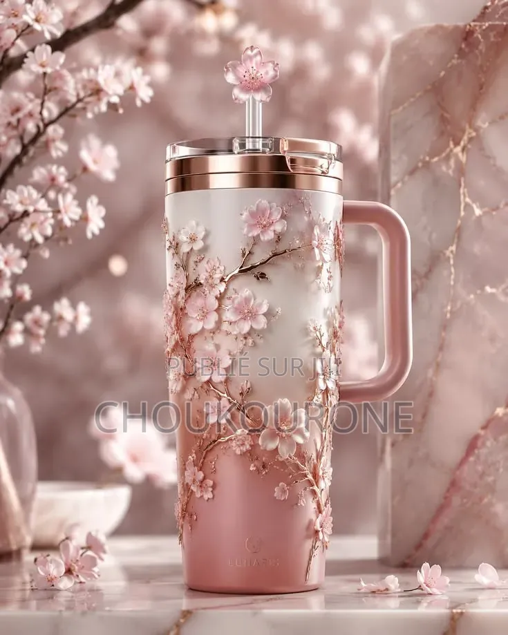 Gourde Isotherme 1.2L Avec Paille - Rose Strass