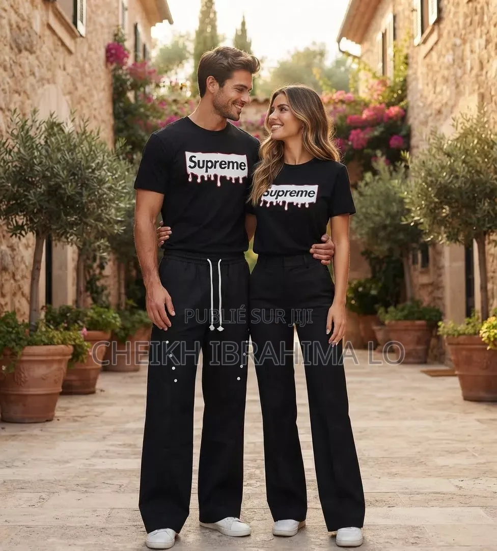 Ensembles Pantalons Bas Larges Et T-Shirt Suprême Original