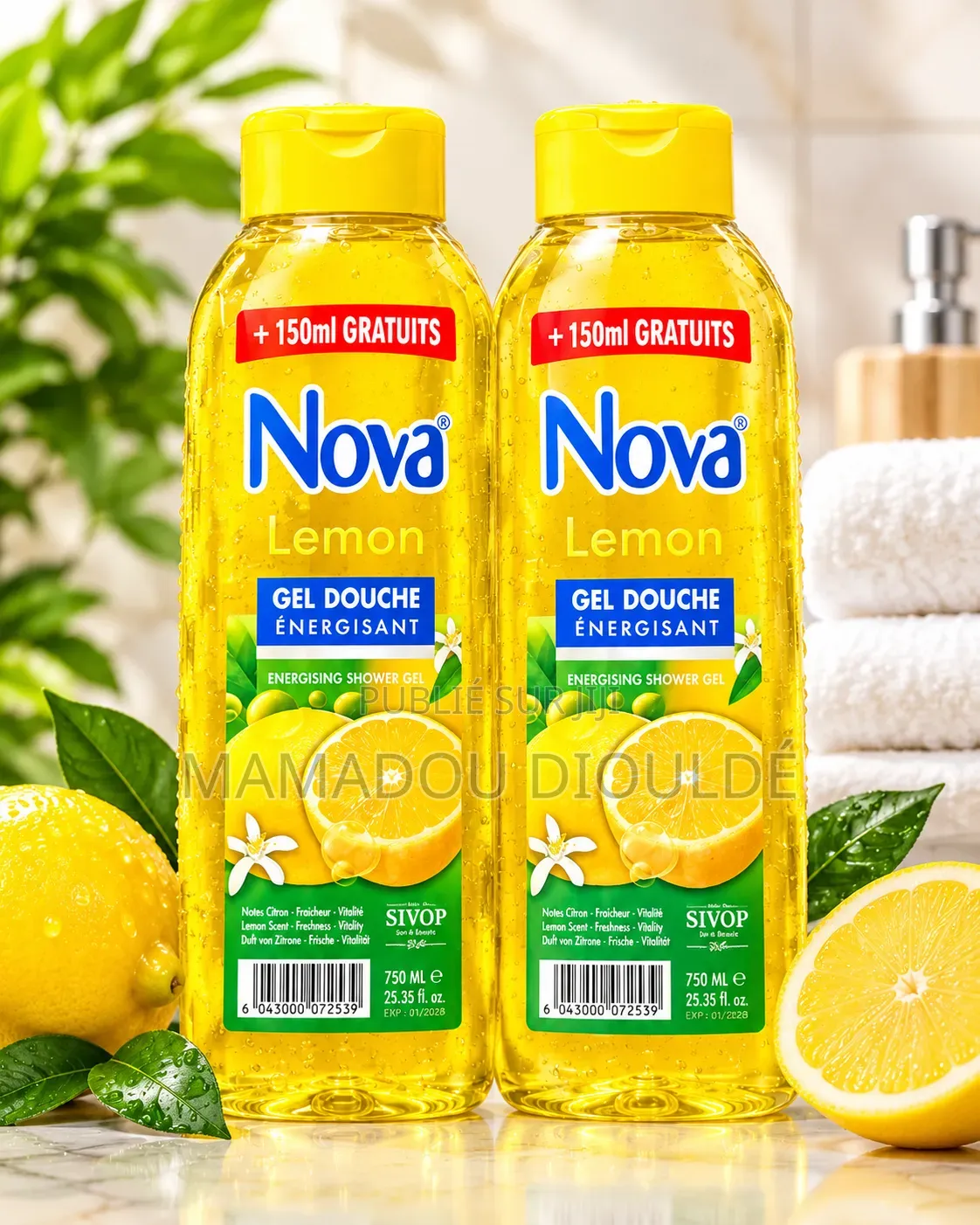 Gel Douche Nova 750 Ml – Citron Et Magnolia | +150 Ml Gratuits