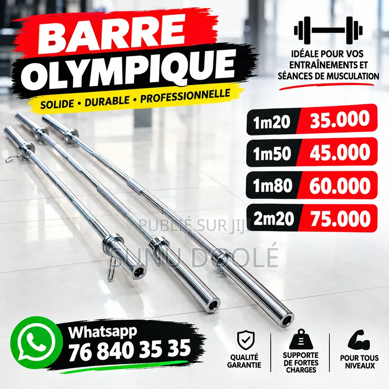 Barre Olympique Original Disponible en Différentes Tailles
