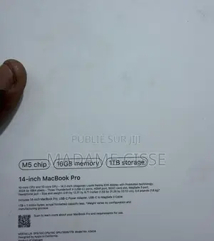 Nouveau Apple MacBook Pro 2025 M5 16GB Apple M5 SSD 1T