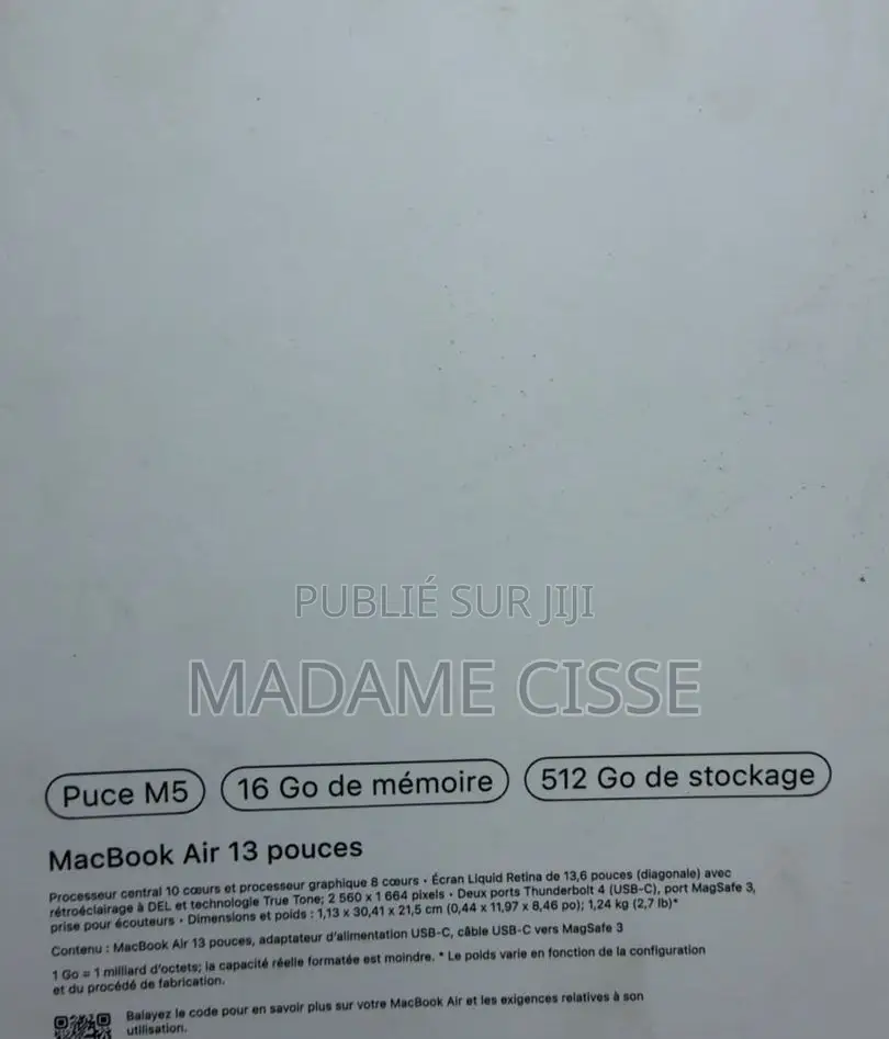 Nouveau Apple MacBook Air 2026 M5 16GB Apple M5 SSD 512GB