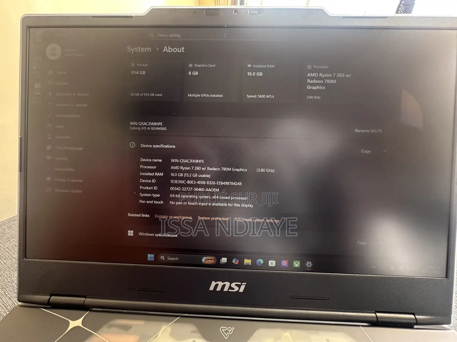 Nouveau Ordinateur portable MSI Cyborg 15 16GB AMD Ryzen 7 SSD 1T