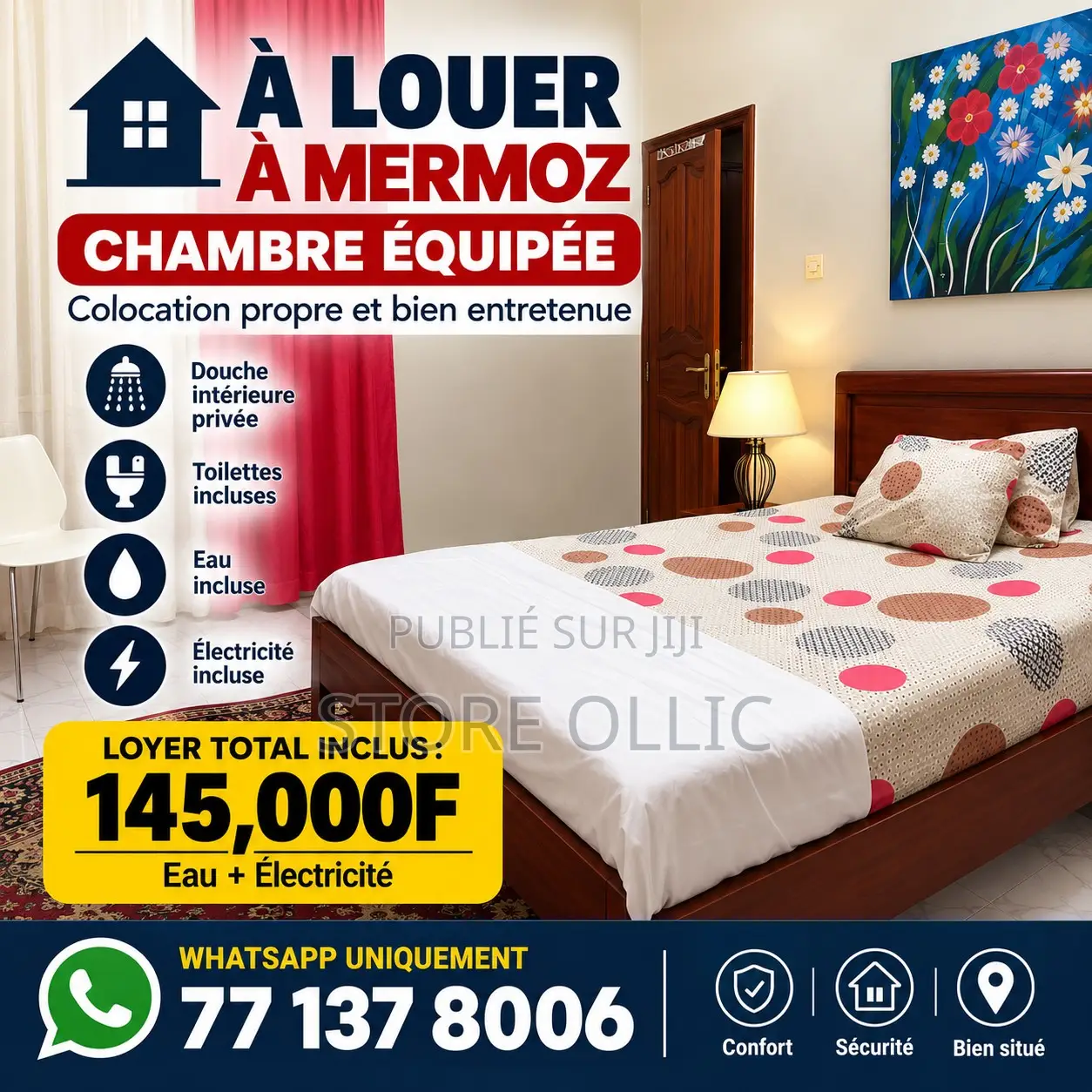 Meublé Studio dans Mermoz Sacré-Cœur à Louer