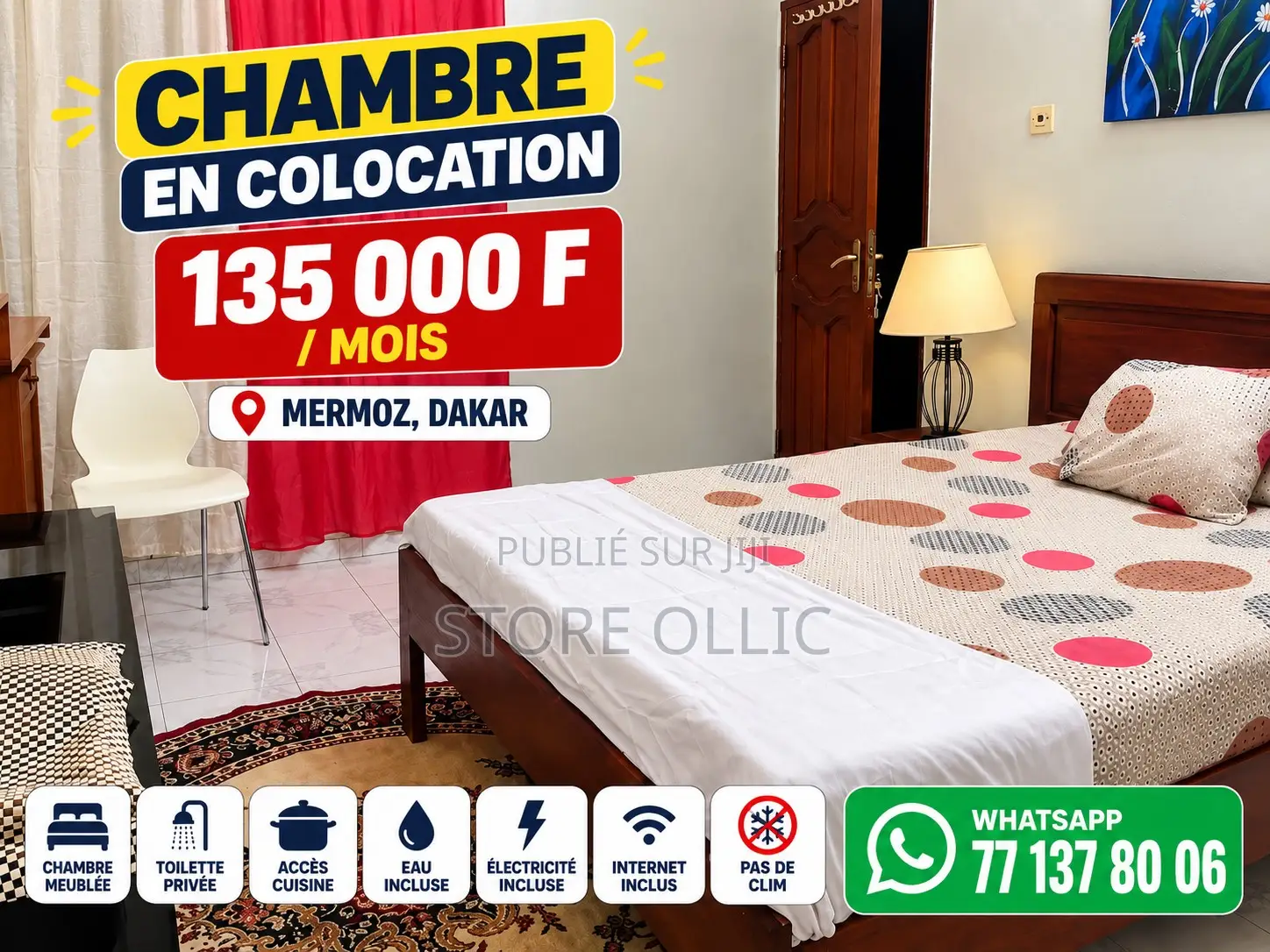 Meublé Studio dans Mermoz Sacré-Cœur à Louer
