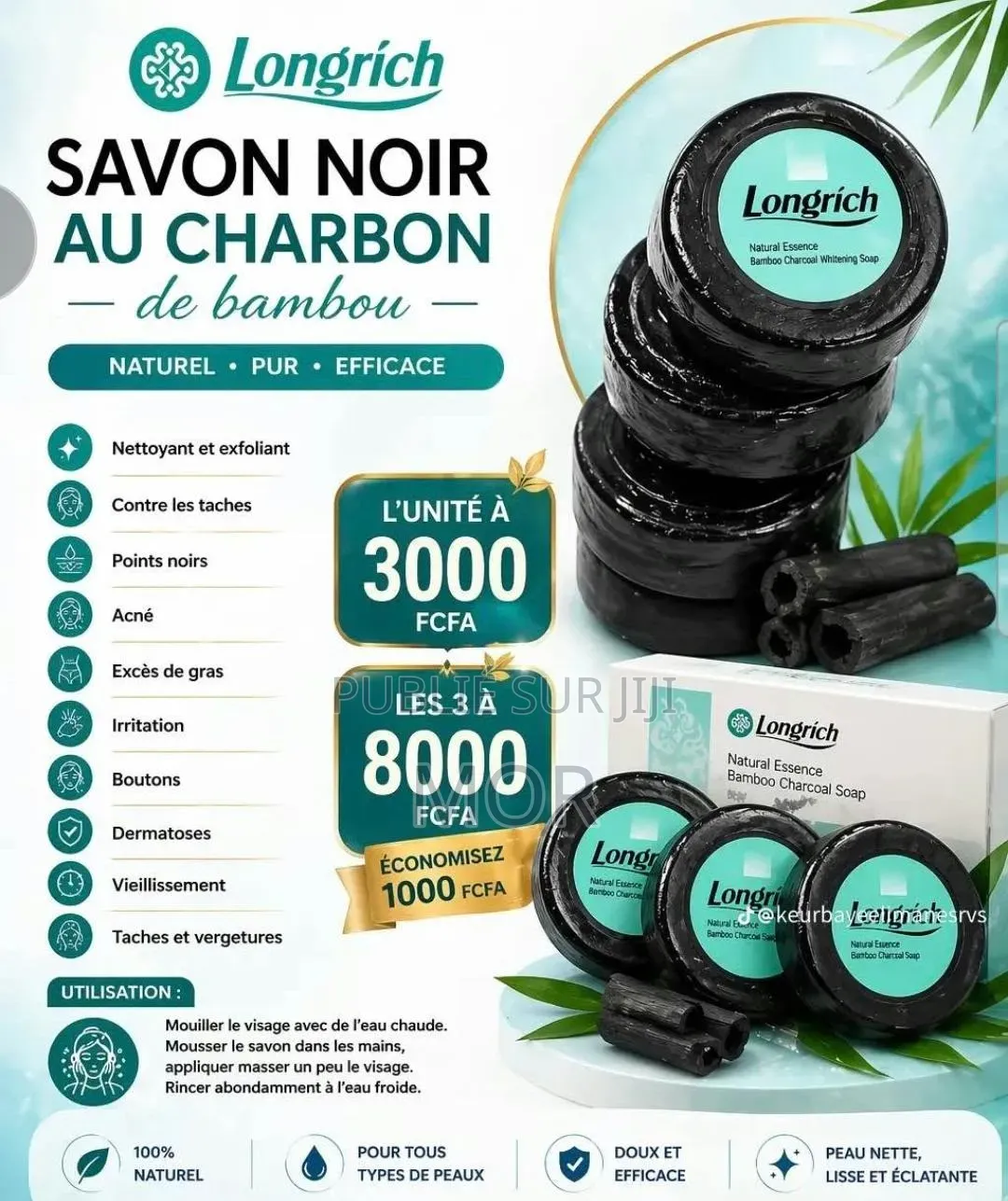 ✨ Savon Noir Au Charbon De Bambou Longrich ✨