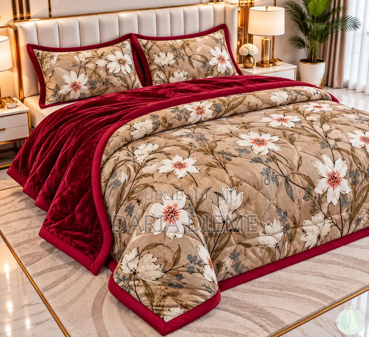 Couette Double Face (Couette Coton +Couverture Polaire) 4 Pièces