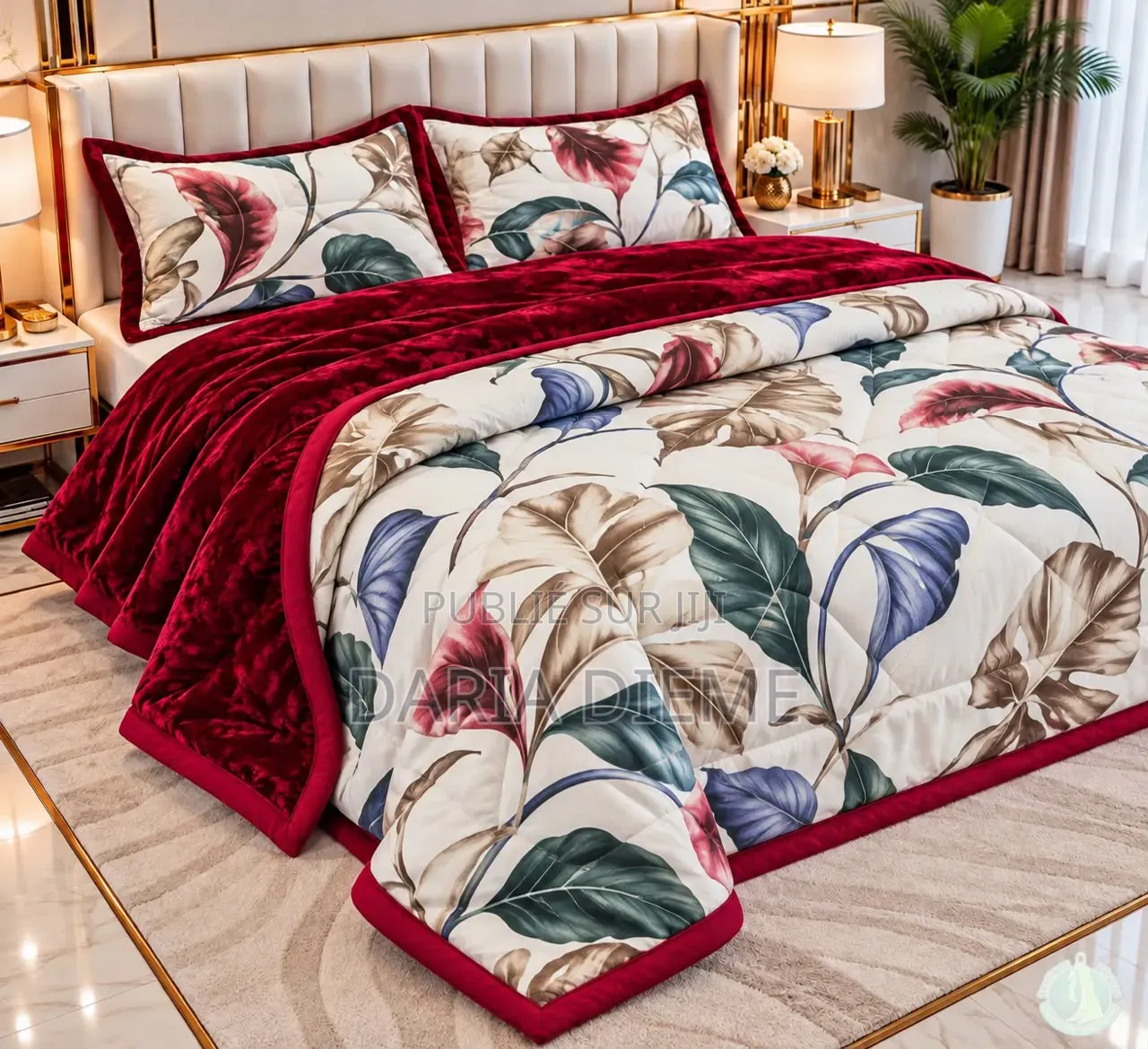 Couette Double Face (Couette Coton +Couverture Polaire) 4 Pièces