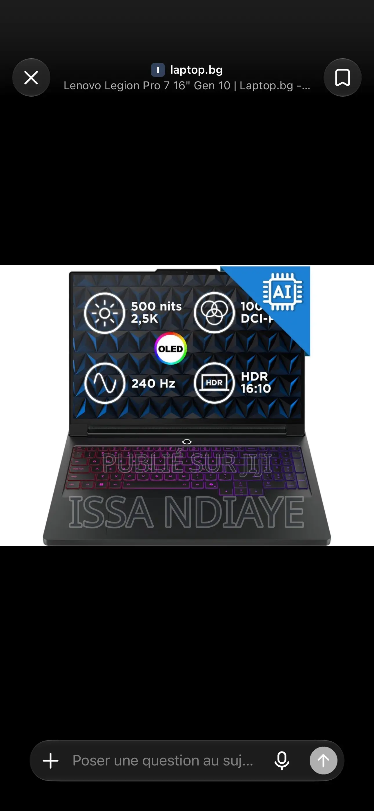 Nouveau Lenovo Legion 7 32GB Intel Core Ultra 9 SSD 1T