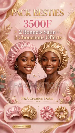 Pack De Bonnet De Nuit Et Chouchou en Satin