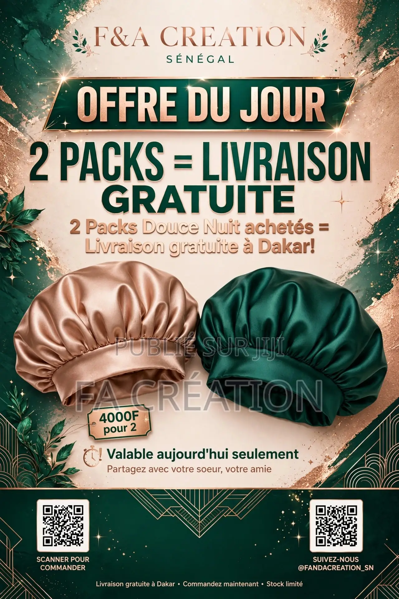 Pack De Bonnet De Nuit Et Chouchou en Satin