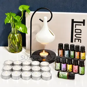Coffret Senteur Brûle‐parfum, 15 Bougies & 2 Huiles (Noir / Blanc)