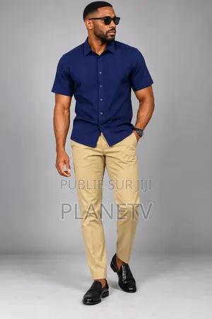 Ensemble Pantalon Kaki Chemise Lain Coton CFHLM